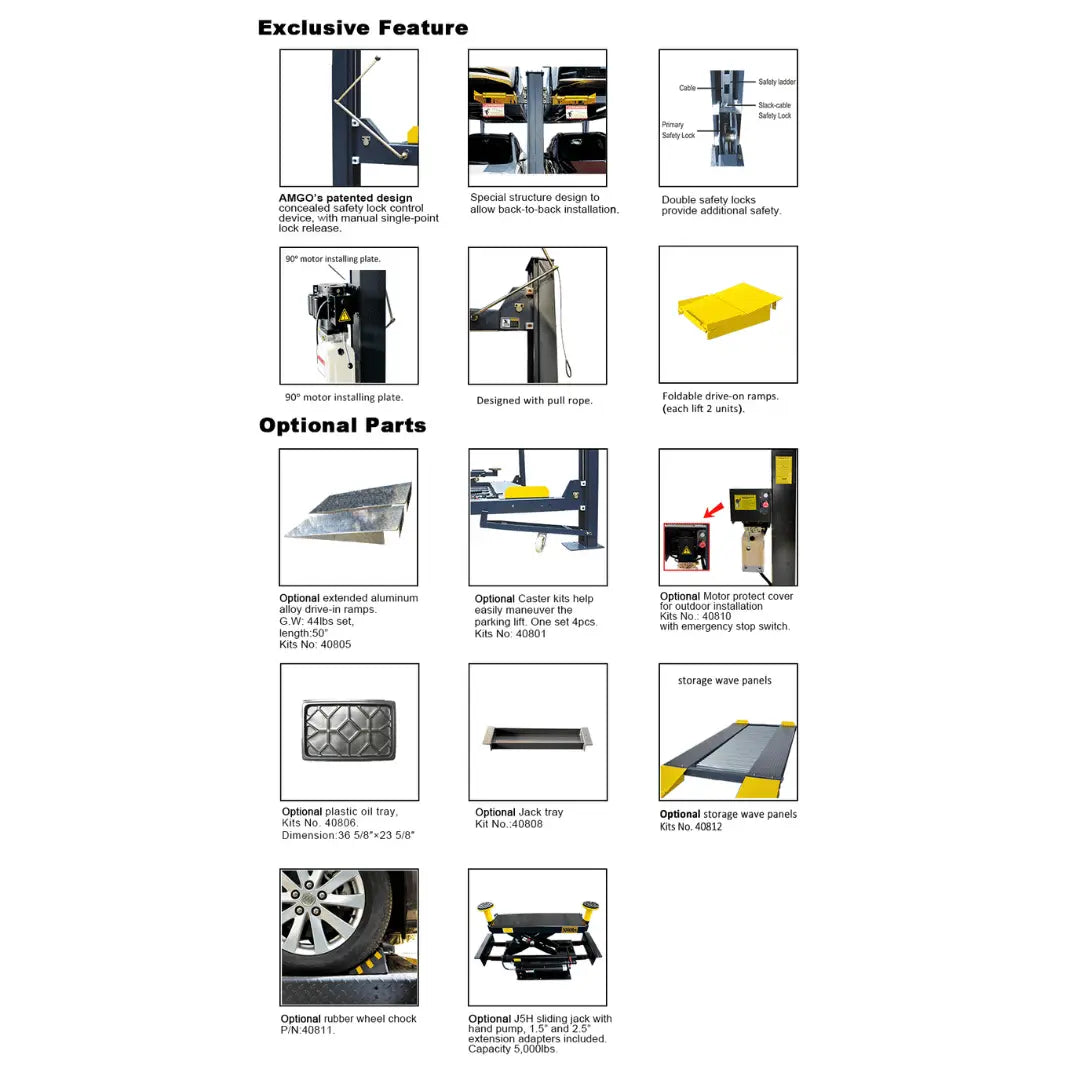 Amgo 408-HP 8,000 lb 4 Post Parking Lift