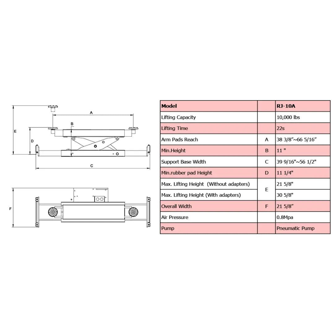 Amgo RJ-10A 10,000 lb Rolling Jack