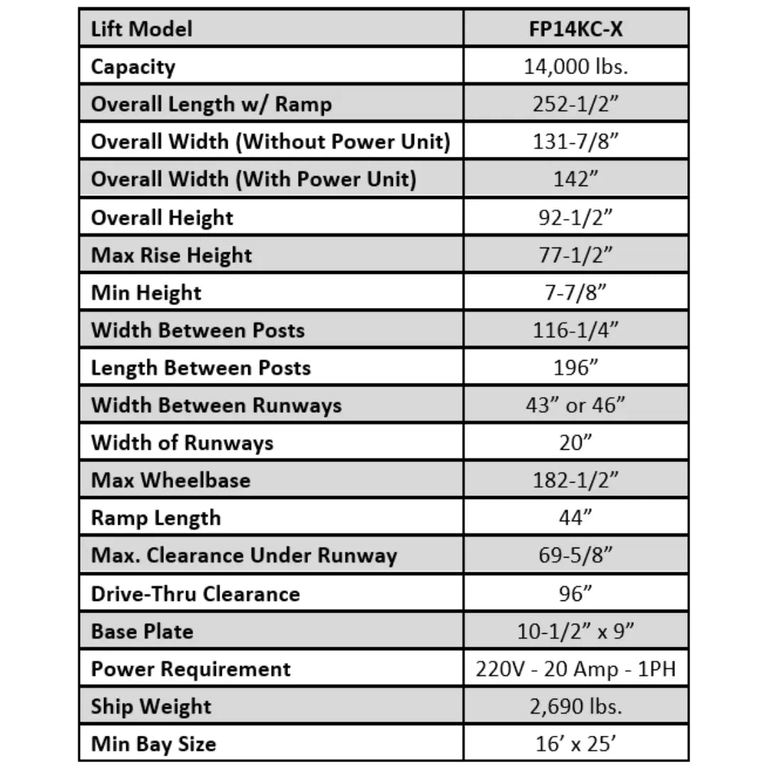 iDEAL FP14KC-X 4 Post Service Lift